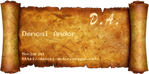 Dencsi Andor névjegykártya