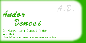 andor dencsi business card